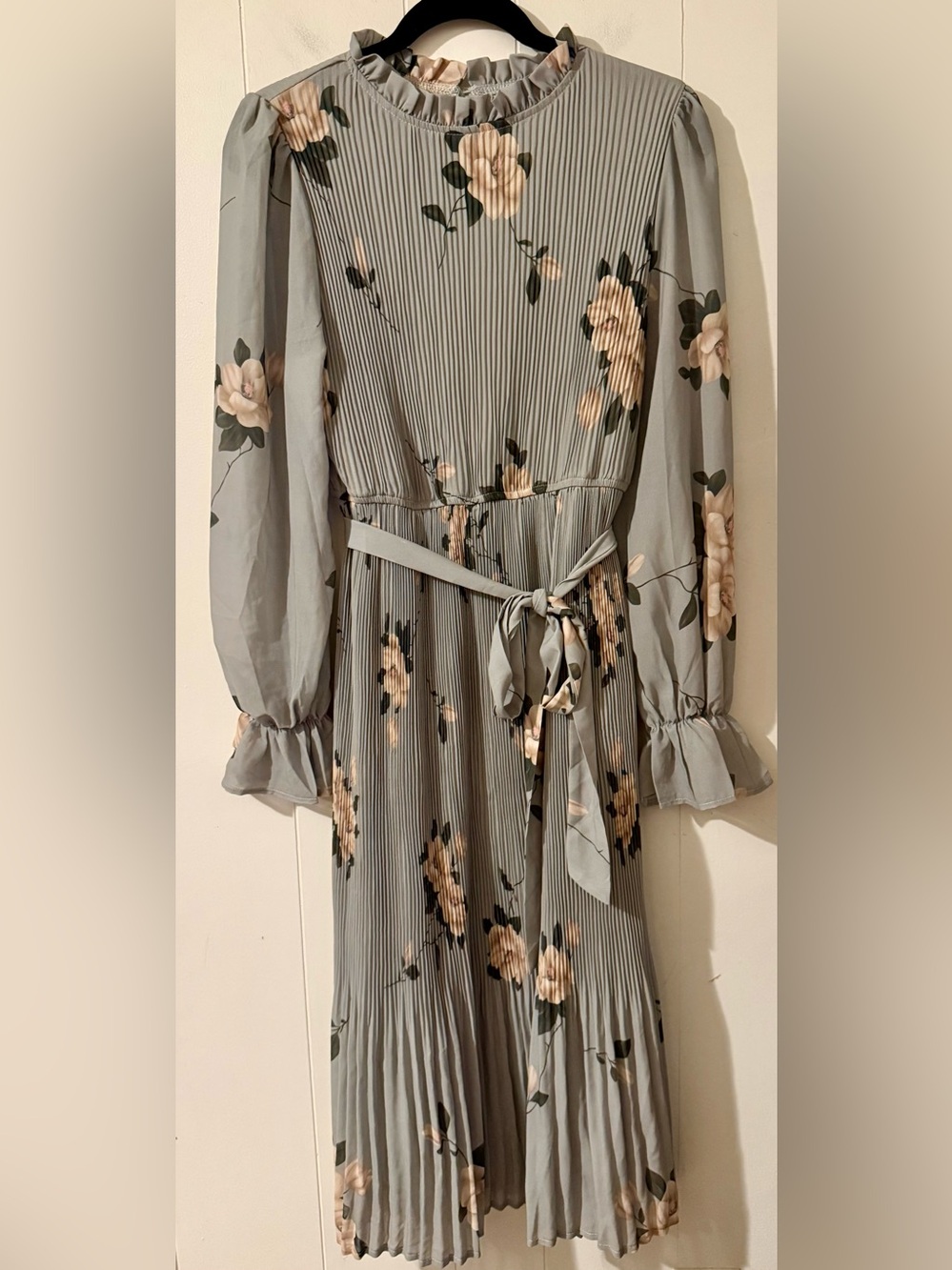 ANRABESS Women's Floral Puff Sleeve Smocked Midi Dress, Floral Green, Size M - Picture 3 of 12